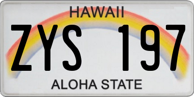 HI license plate ZYS197