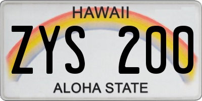 HI license plate ZYS200