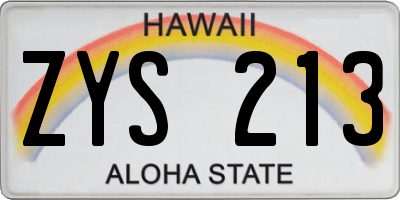 HI license plate ZYS213