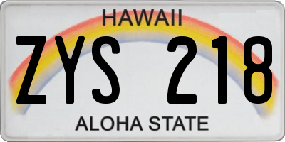 HI license plate ZYS218