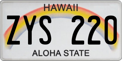 HI license plate ZYS220
