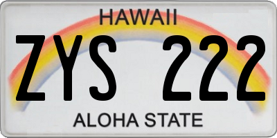 HI license plate ZYS222