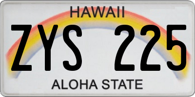 HI license plate ZYS225
