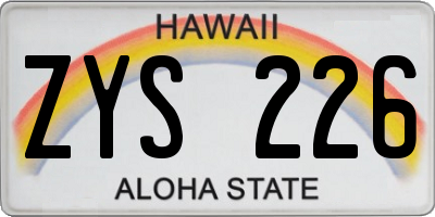 HI license plate ZYS226