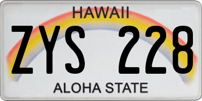 HI license plate ZYS228