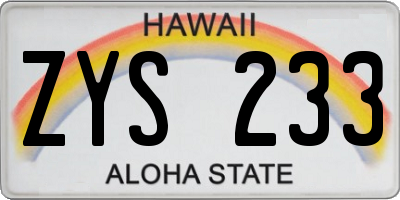 HI license plate ZYS233