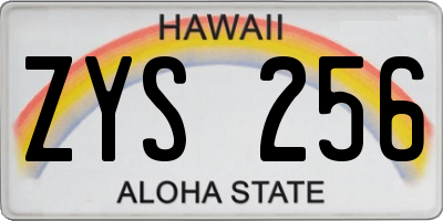 HI license plate ZYS256