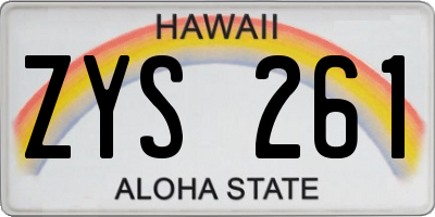 HI license plate ZYS261
