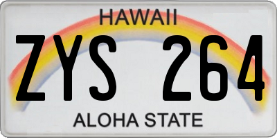 HI license plate ZYS264