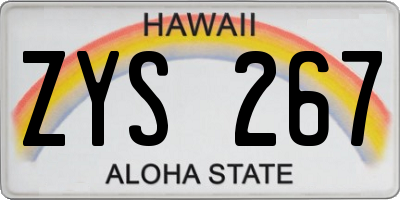 HI license plate ZYS267