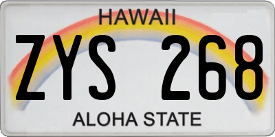 HI license plate ZYS268