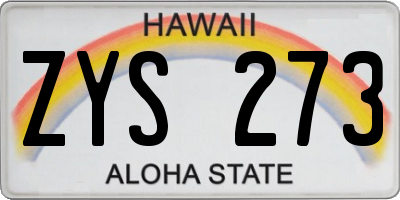 HI license plate ZYS273
