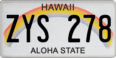 HI license plate ZYS278