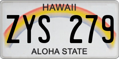 HI license plate ZYS279