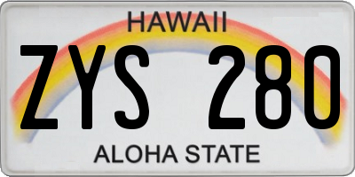 HI license plate ZYS280