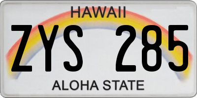 HI license plate ZYS285
