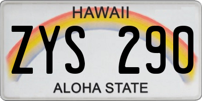 HI license plate ZYS290
