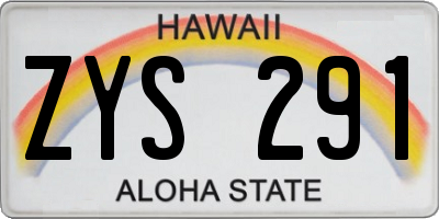 HI license plate ZYS291