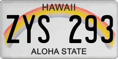 HI license plate ZYS293