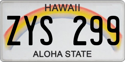 HI license plate ZYS299