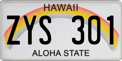 HI license plate ZYS301