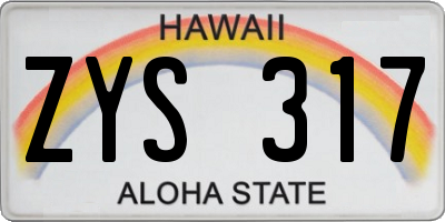 HI license plate ZYS317