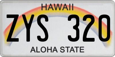 HI license plate ZYS320