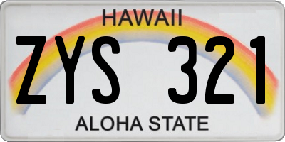 HI license plate ZYS321
