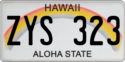 HI license plate ZYS323