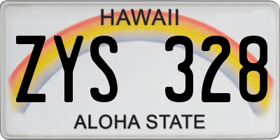 HI license plate ZYS328