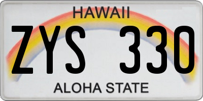 HI license plate ZYS330