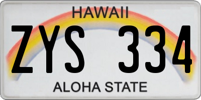 HI license plate ZYS334