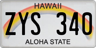 HI license plate ZYS340