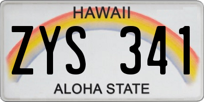 HI license plate ZYS341