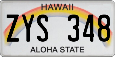 HI license plate ZYS348