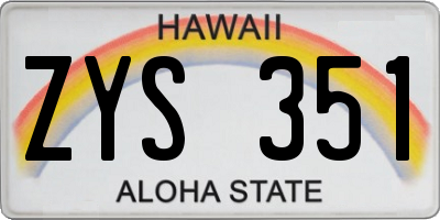HI license plate ZYS351