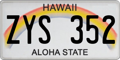 HI license plate ZYS352