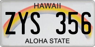 HI license plate ZYS356