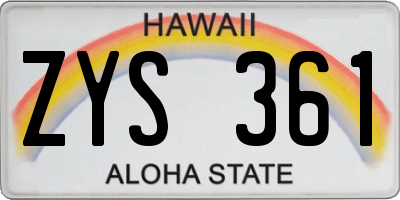 HI license plate ZYS361