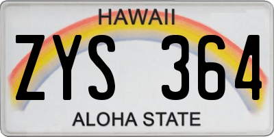HI license plate ZYS364