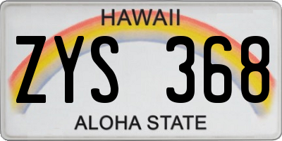 HI license plate ZYS368