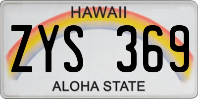 HI license plate ZYS369
