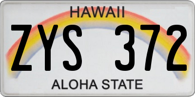 HI license plate ZYS372