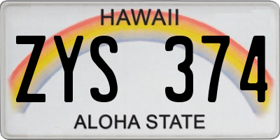 HI license plate ZYS374