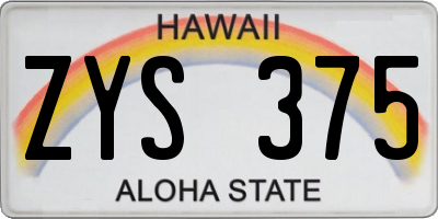 HI license plate ZYS375
