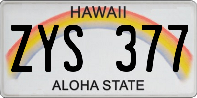 HI license plate ZYS377