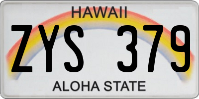 HI license plate ZYS379