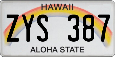 HI license plate ZYS387