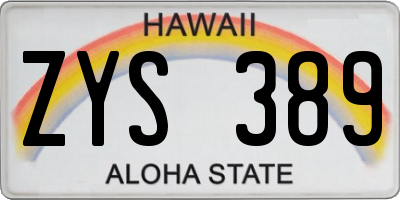 HI license plate ZYS389