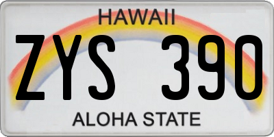 HI license plate ZYS390